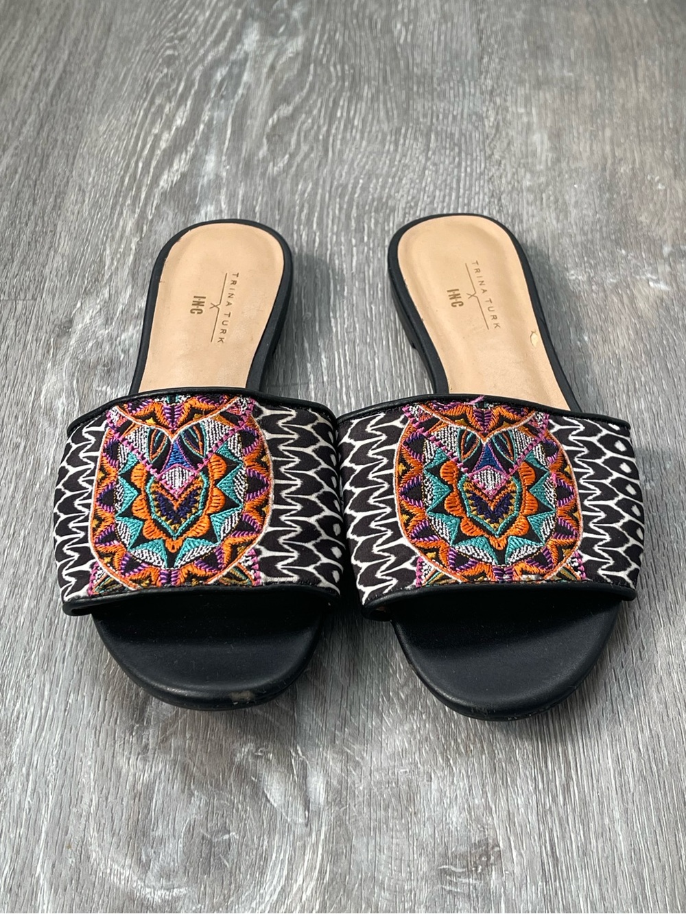 Trina Turk - INC Colab-Embroidered Slide Sandals Size 5